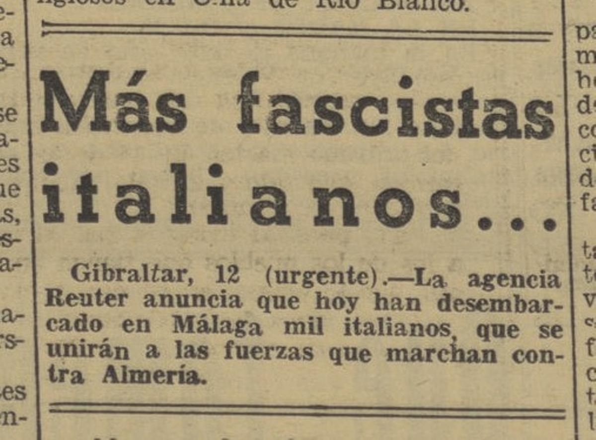 &quot;Más fascistas italianos&quot;: titular de la prensa de la época sobre soldados italianos en Gibraltar