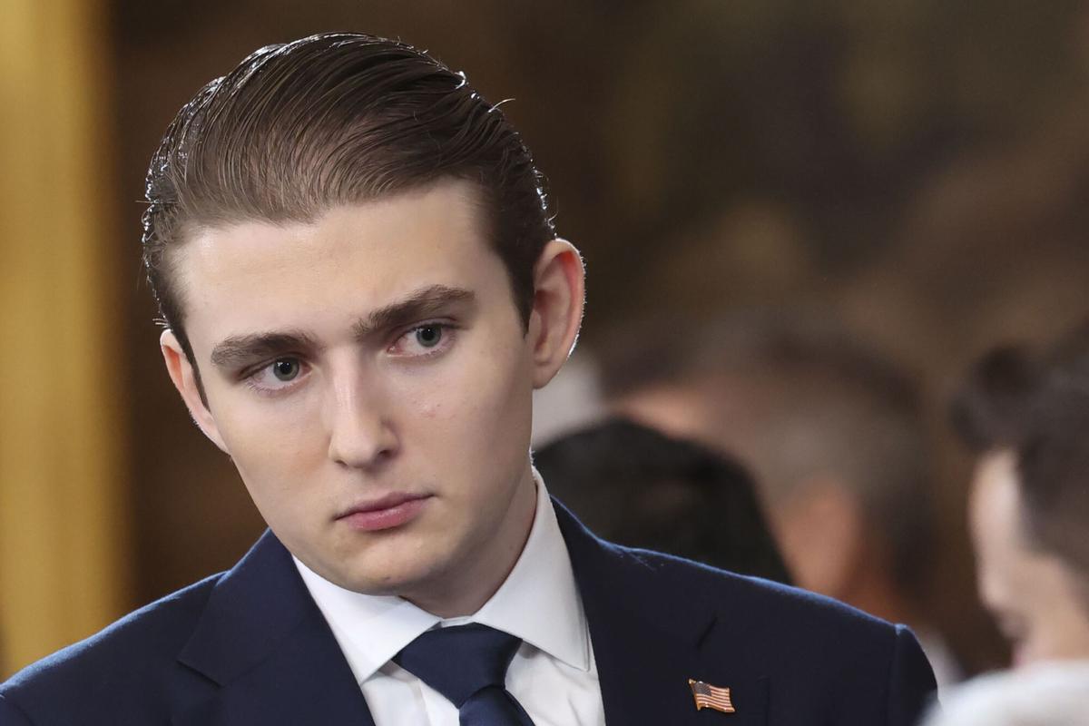 Barron Trump attends the 60th Presidential Inauguration in the Rotunda of the U.S. Capitol in Washington, Monday, Jan. 20, 2025. (Kevin Lamarque/Pool Photo via AP). POOL IMAGE